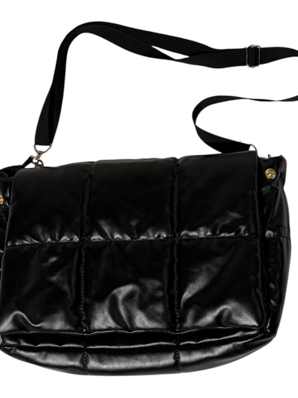 Black Quilted Crossbody Shoulder Bag - Women